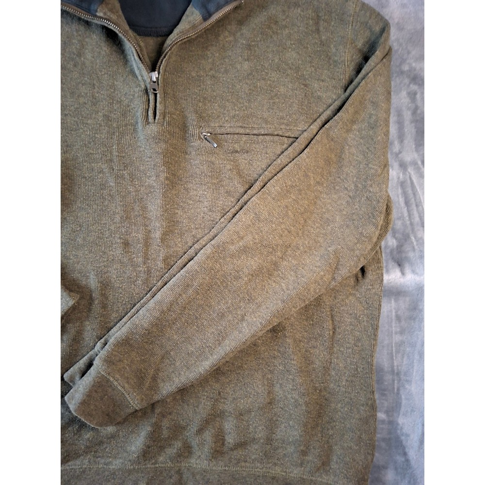 Pendleton Mens XL Olive‎ Green Heather Quarter Zip Pullover Sweater Chest Pocket - Picture 3 of 9